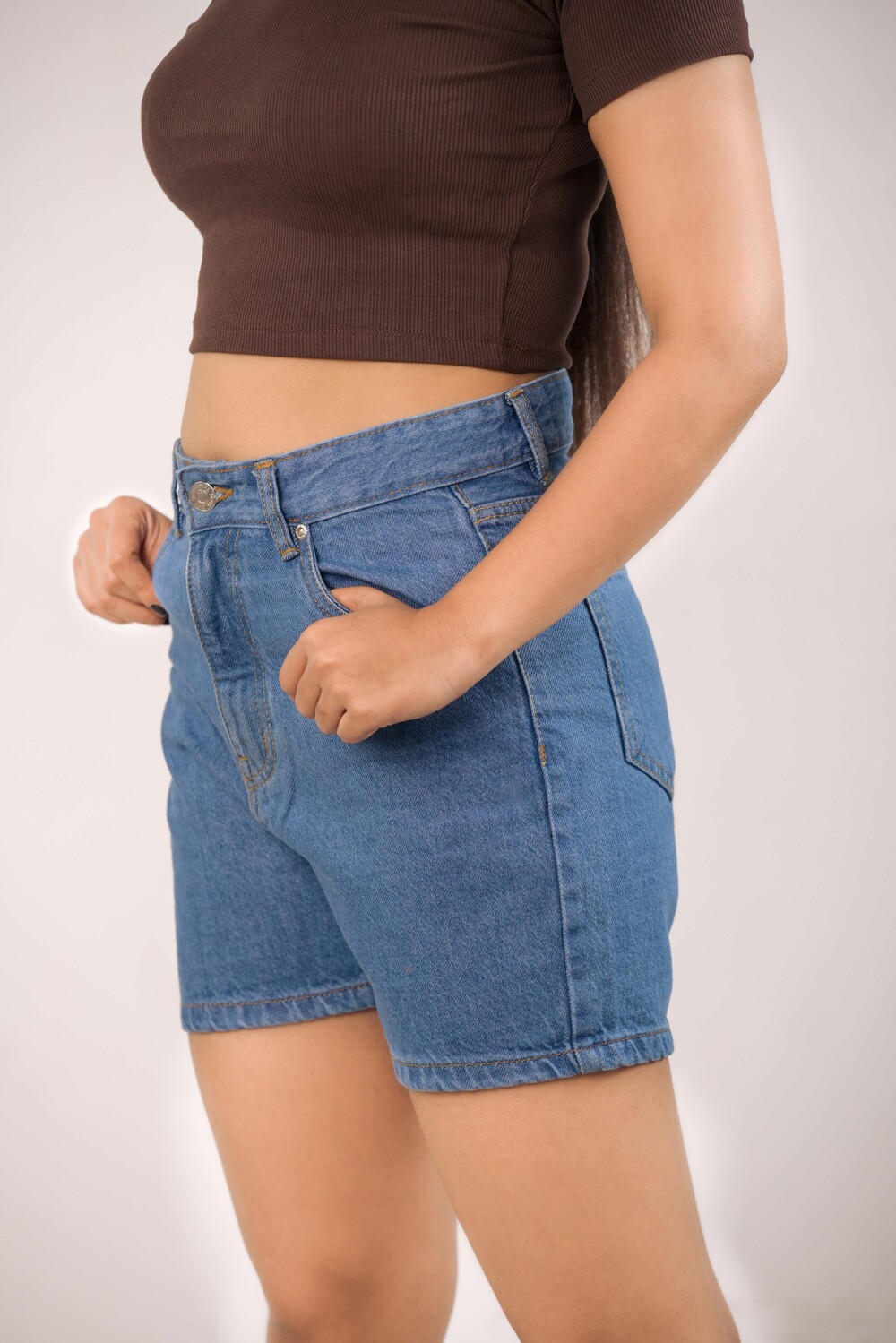 Women’s Denim Shorts High-Rise Cotton Stretch Jeans Shorts OEM Bangladesh