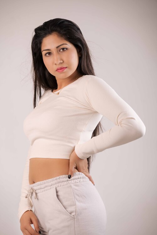 Crop Top Full Sleeve T Shirt for Women