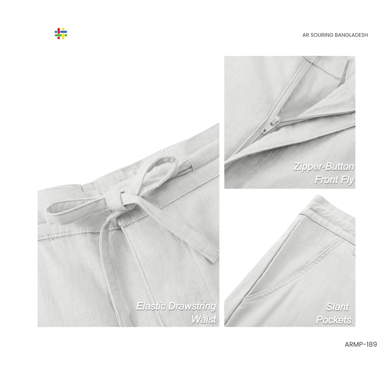 Men's Long Pants Loose Lightweight Casual Linen Trousers