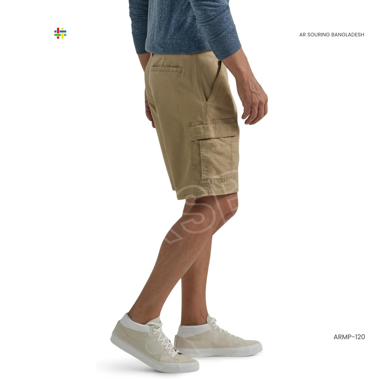 Pure Cotton Stretch Multi-Pocket Sports Pants Solid Color Men's Three-Quarter Cross-Border Cargo Shorts High Street