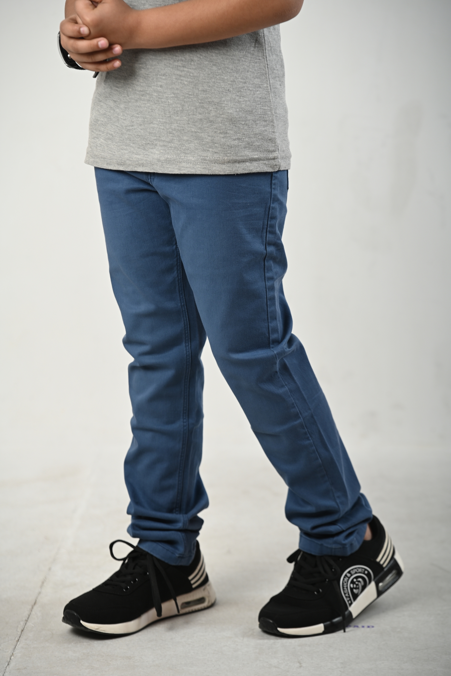 Kids’ Stretch Twill Pants  Slim Fit Cotton Spandex Bottoms OEM Bangladesh