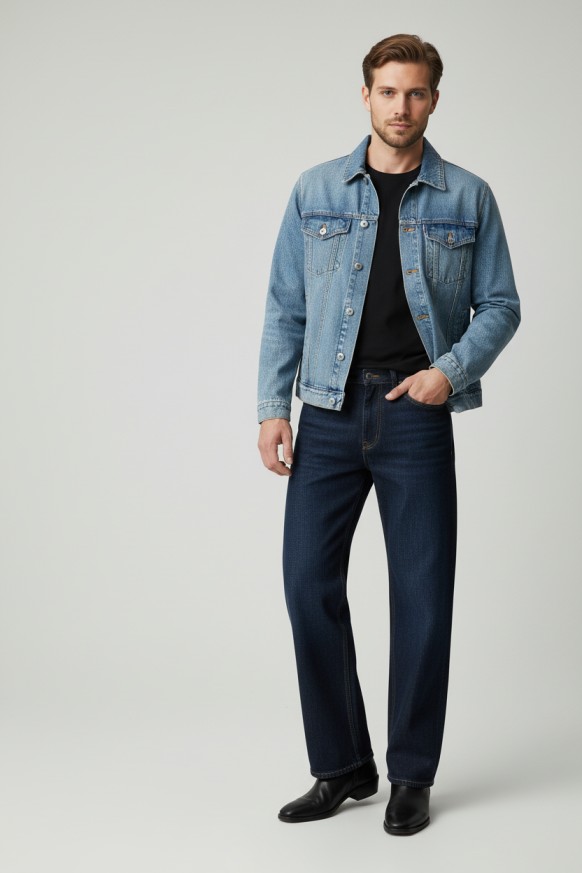 Men’s Denim Jacket  Classic Rugged Blue Jacket  ARSBD