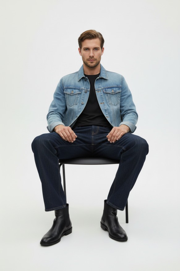 Men’s Denim Jacket  Classic Rugged Blue Jacket  ARSBD