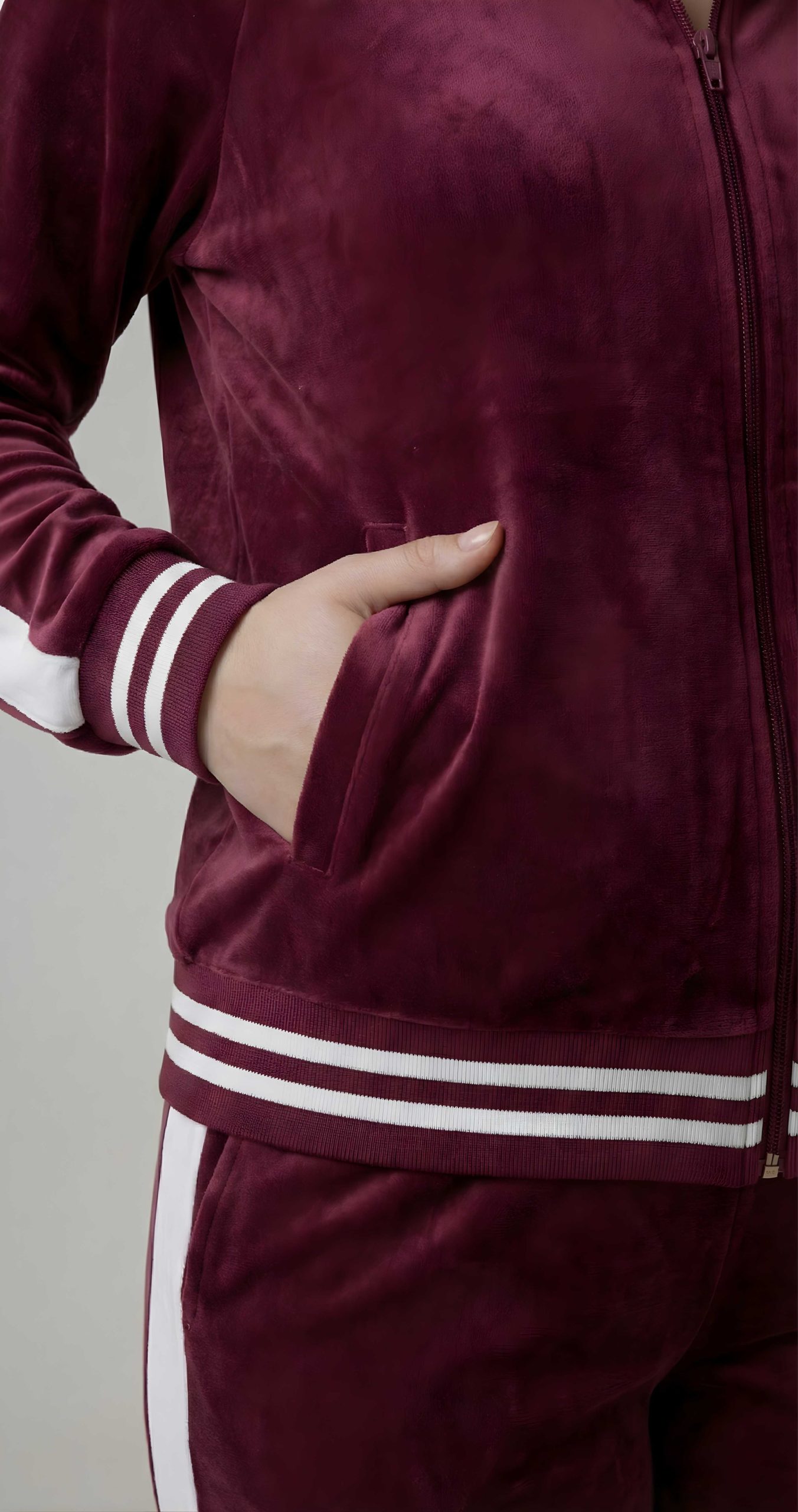 Women’s 2-Piece Velour Tracksuit | Zip-Up Long Jacket & Jogger Pants Set