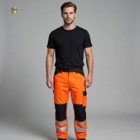 High Visibility Lightweight Cotton Work Pants with Reflective Tape  Custom Logo Safety Workwear
