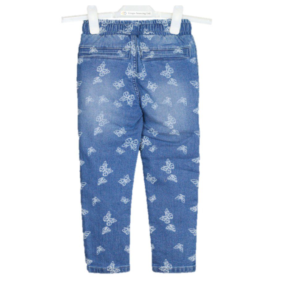 Elastic Waist Cartoon Printed Denim Leggings | 100% Cotton