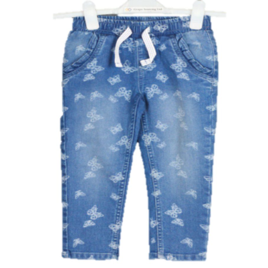 Elastic Waist Cartoon Printed Denim Leggings | 100% Cotton