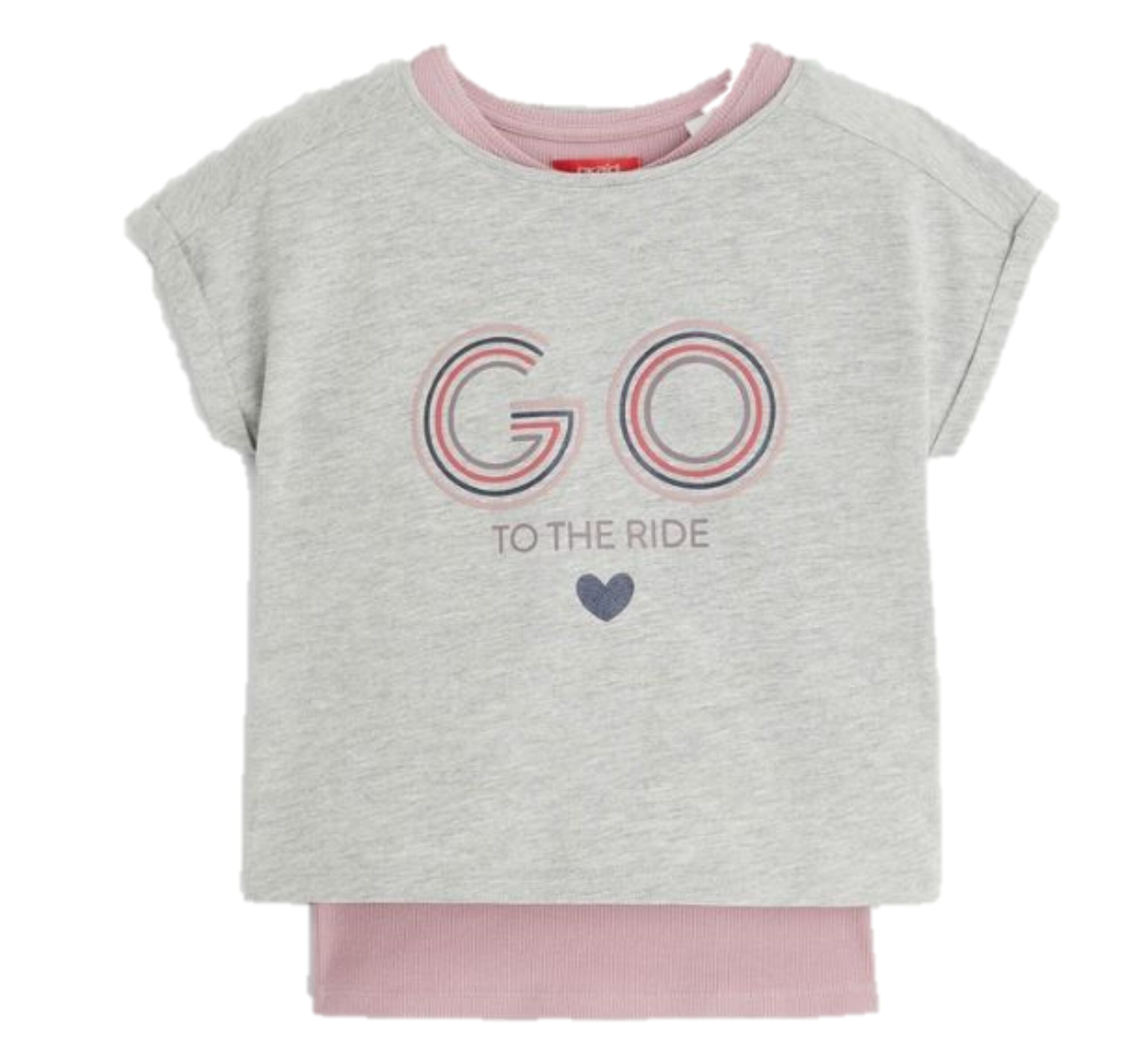 Girl wearing a long-sleeve double-layered graphic t-shirt with unicorn print.
