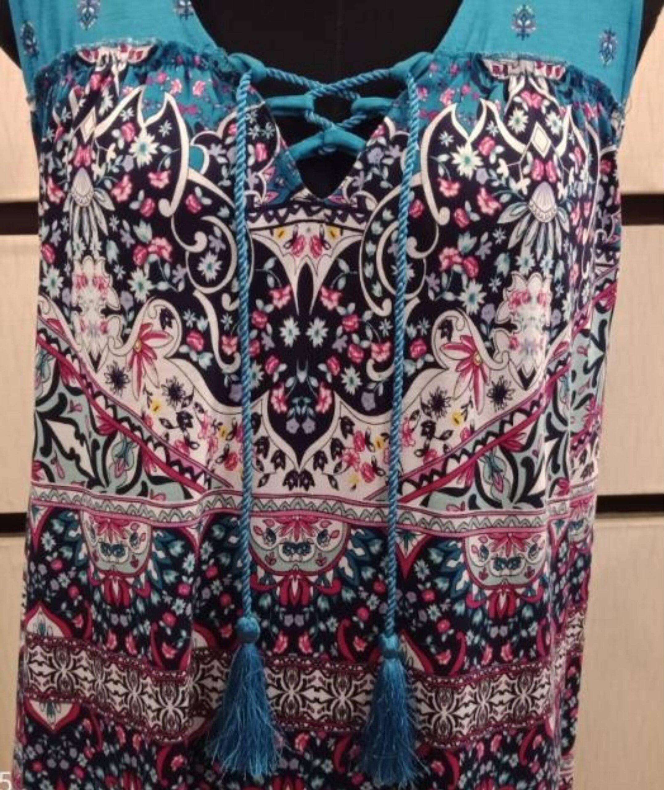 Women’s Bohemian-Style Sleeveless Printed Tunic Dress