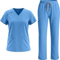 Women’s Medical Scrubs Set V-Neck Scrub Top & Straight Leg Pants
