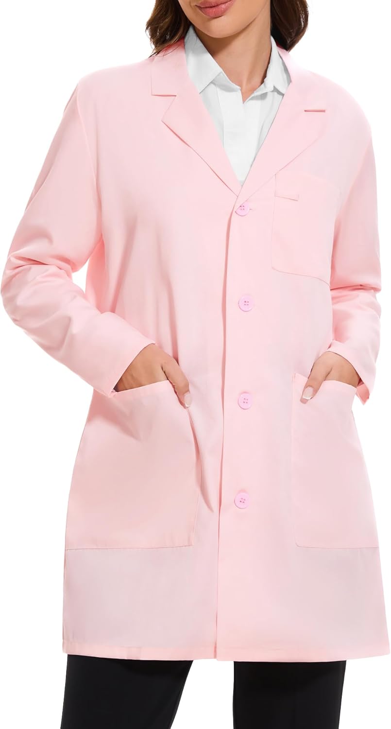 Women's Professional Lab Coat - Custom 4-Button Long Sleeve Medical Lab Coat