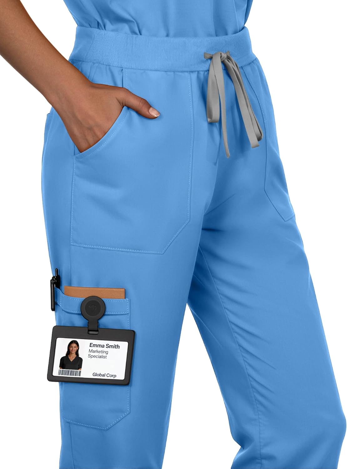 Women's Medical Scrubs Set V-Neck Scrub Top & Straight Leg Pants