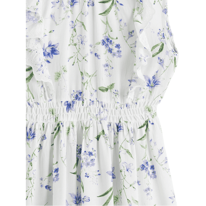 Kids Crew Neck Floral Dress