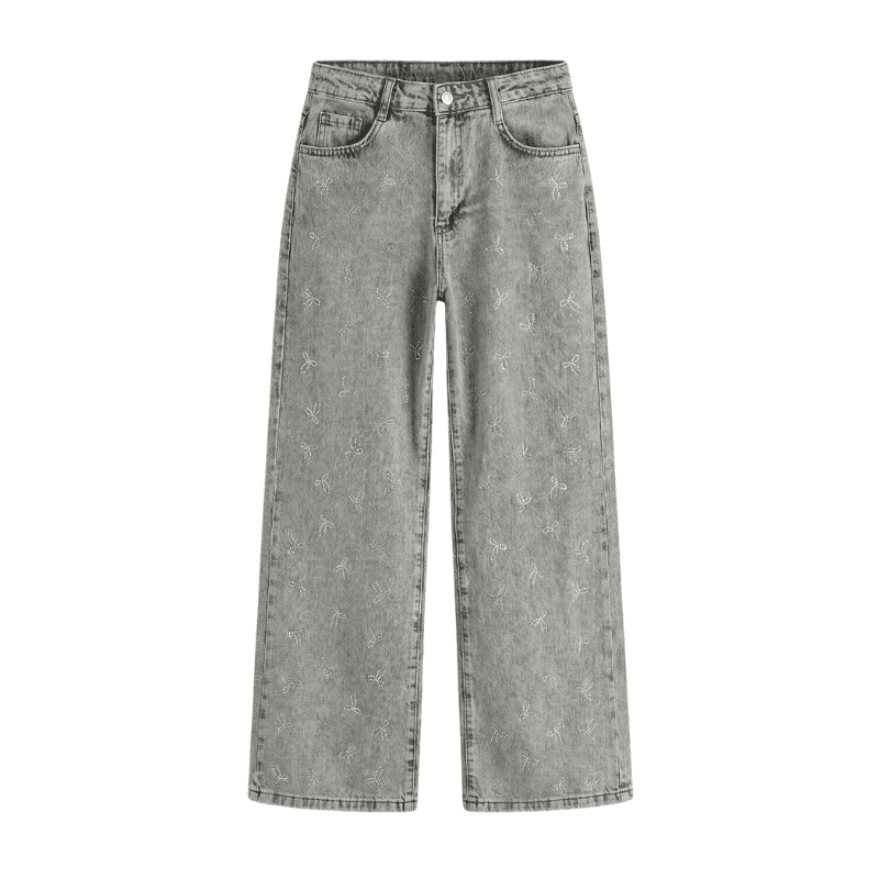 Kids Wide Leg Rhinestone Embellished Girls' Jeans